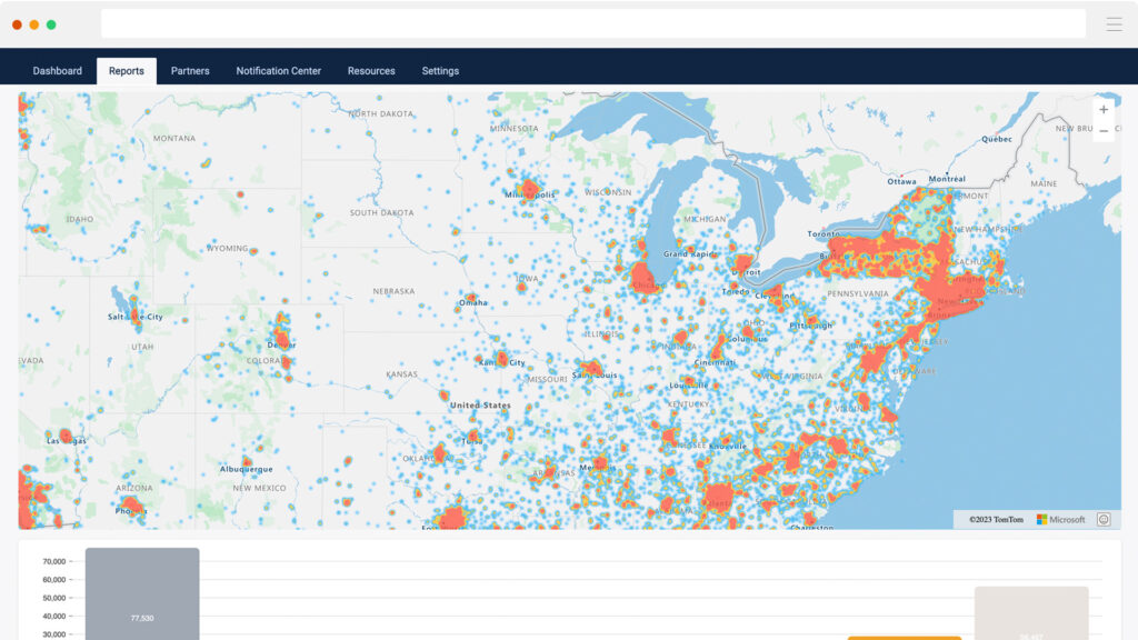 heatmap showing businesses leveraged on the platform