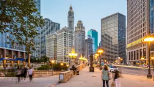 People walking in downtown Chicago