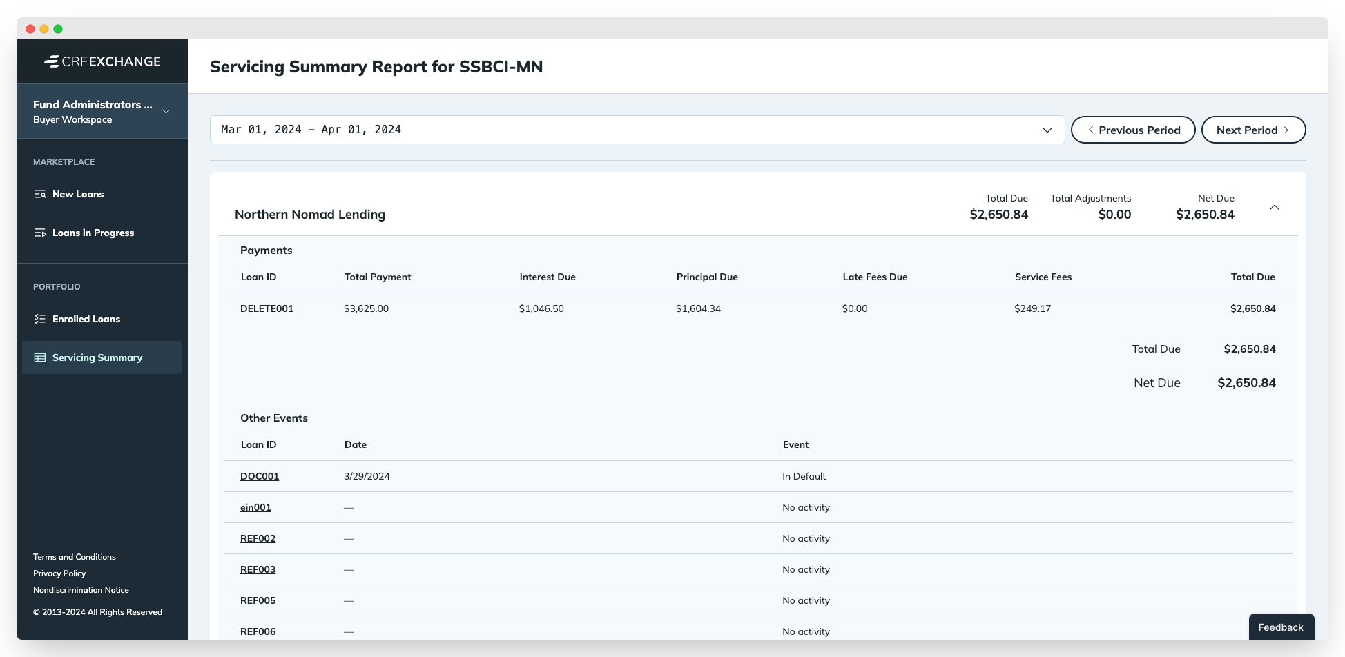 screenshot of exchange interface